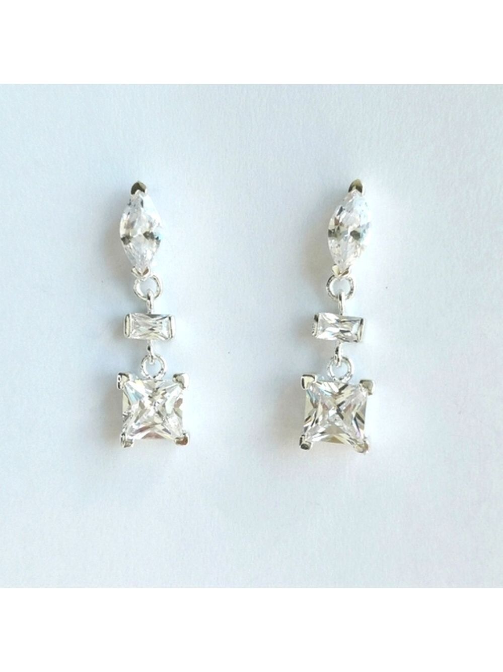 Modernist Sterling silver cz earrings 🆕